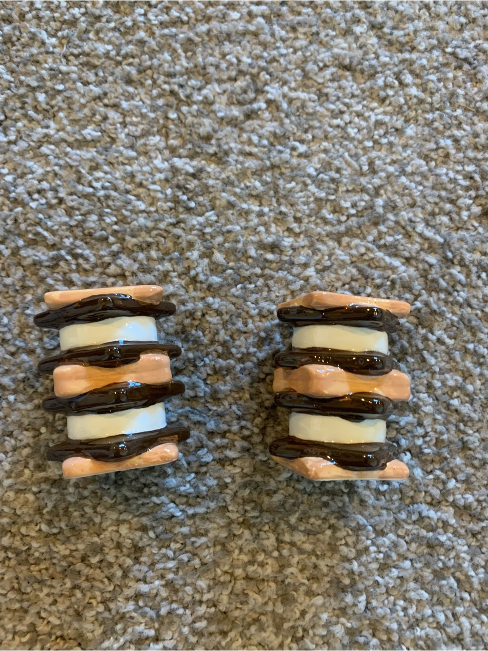 S’mores Stacked Ceramic Salt and Pepper Shakers in Cream, Brown, and Tan